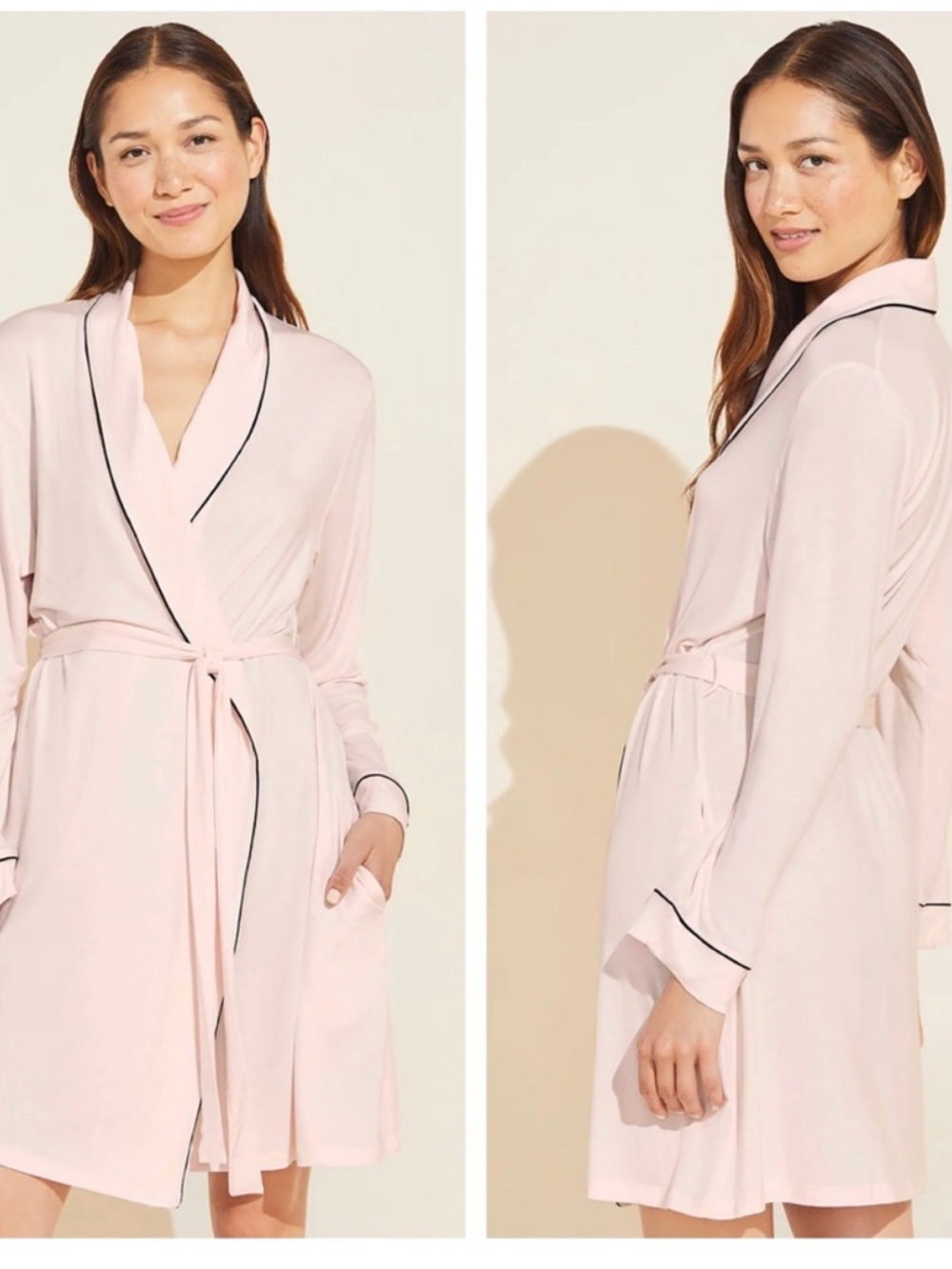 Eberjey Pink Blush Gisele Tuxedo Robe L/XL